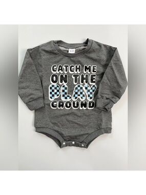 Gray Baby Sweater Onesie with Playful Print